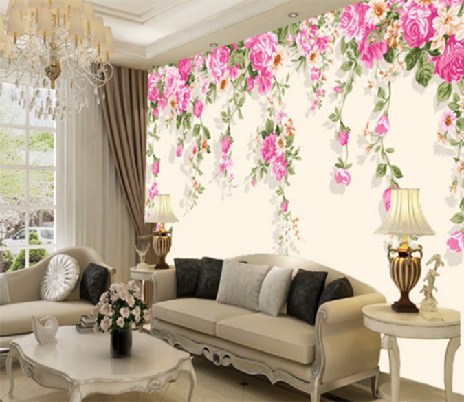 3D Vertical Flower 063 Wallpaper AJ Wallpaper 