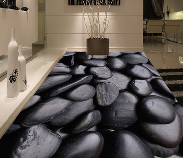3D Black Stone 013 Floor Mural Wallpaper AJ Wallpaper 2 