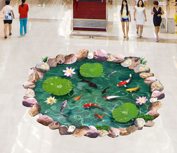 3D Small Fish Pond 287 Floor Mural Wallpaper AJ Wallpaper 2 