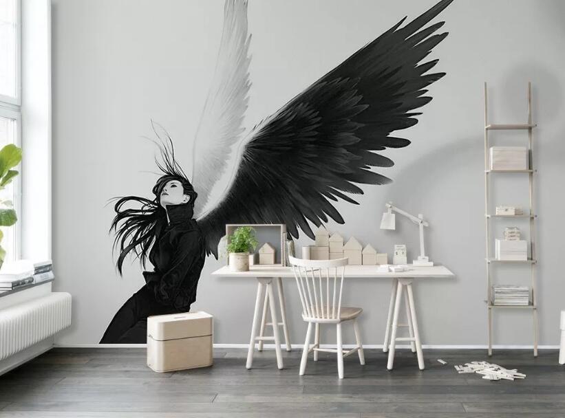 3D Black Wings WG62 Wall Murals Wallpaper AJ Wallpaper 2 
