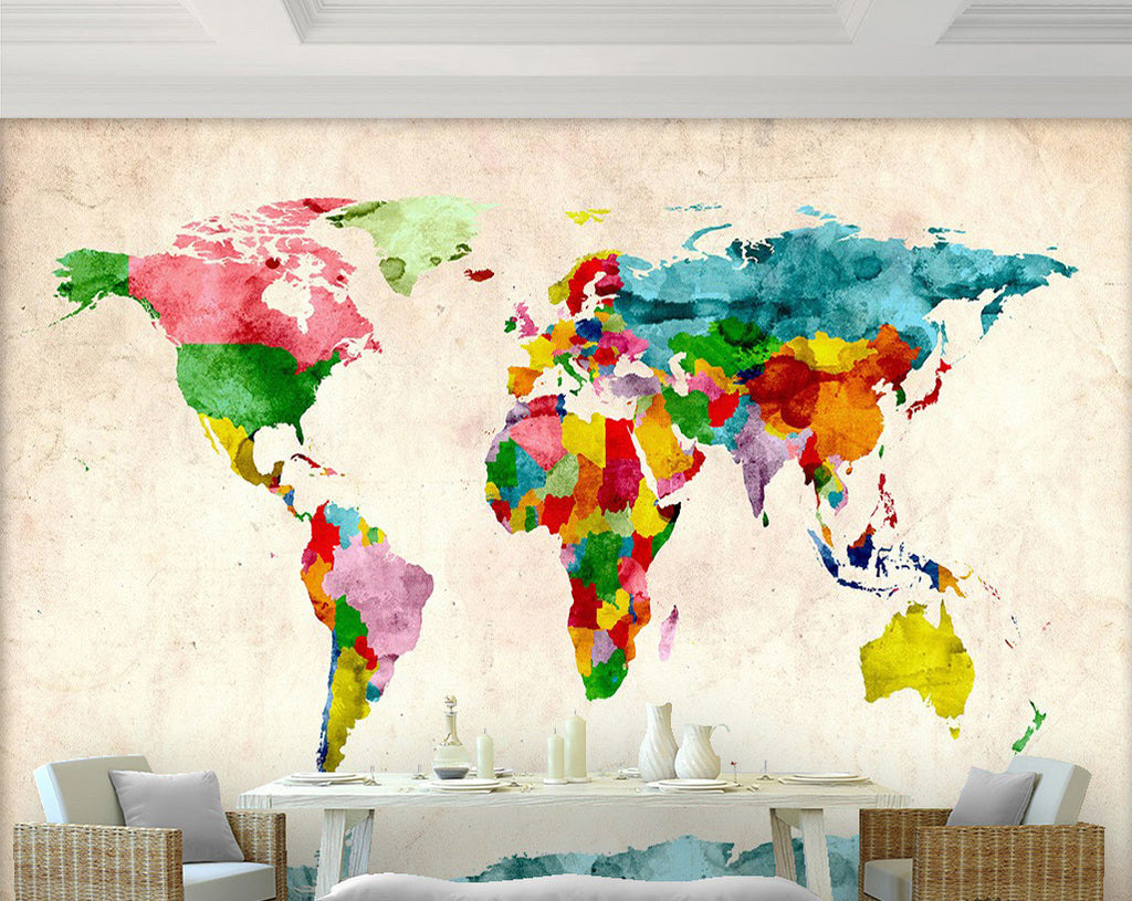 3D Color World Map WG169 Wall Murals