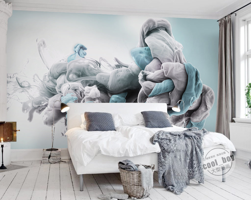 3D Blue Gray Ink WG010 Wall Murals