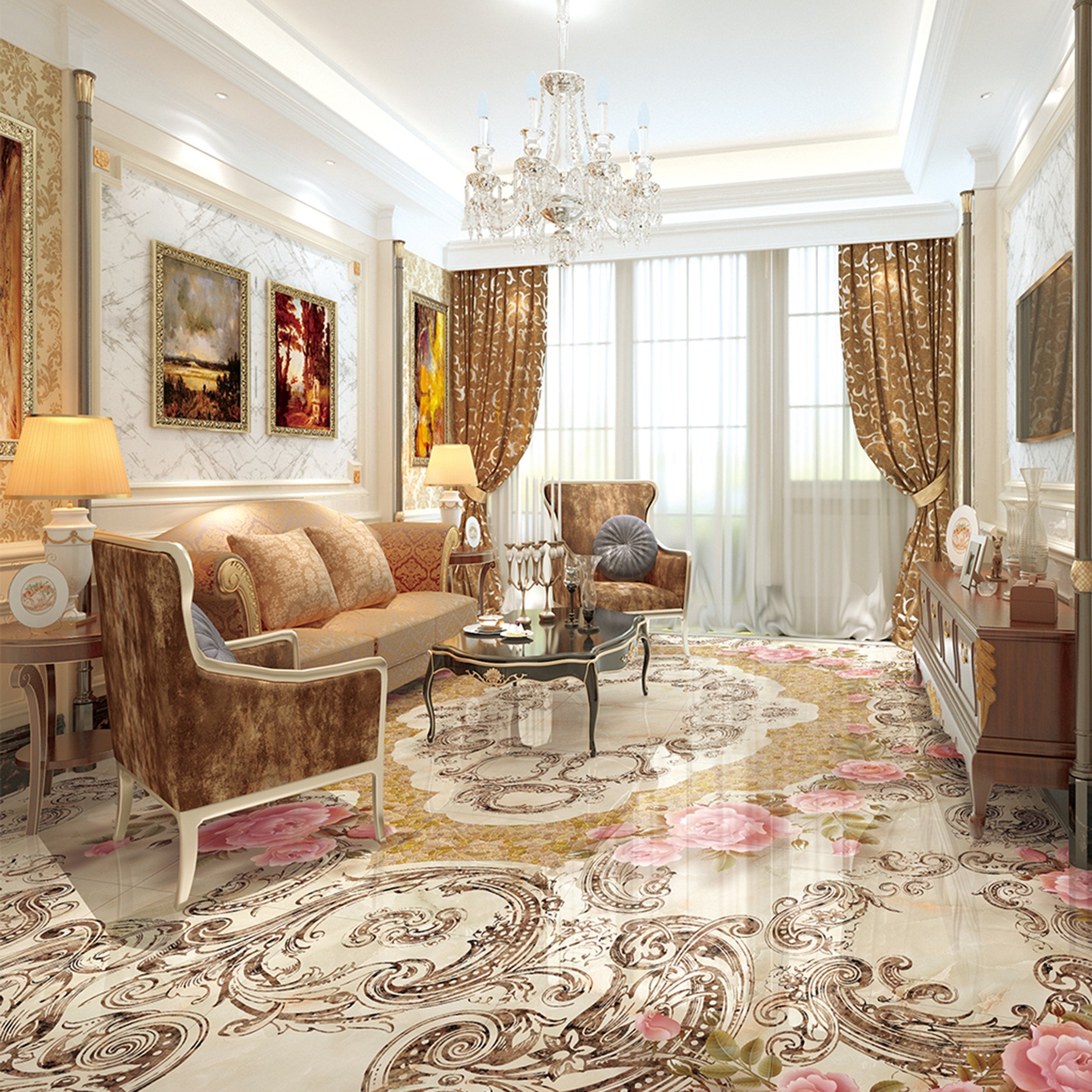 3D Pink Rose WG654 Floor Mural Wallpaper AJ Wallpaper 2 