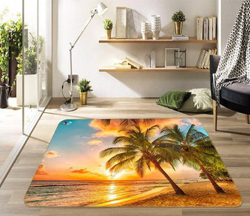 3D Sunset Sea Tree 438 Non Slip Rug Mat Mat AJ Creativity Home 