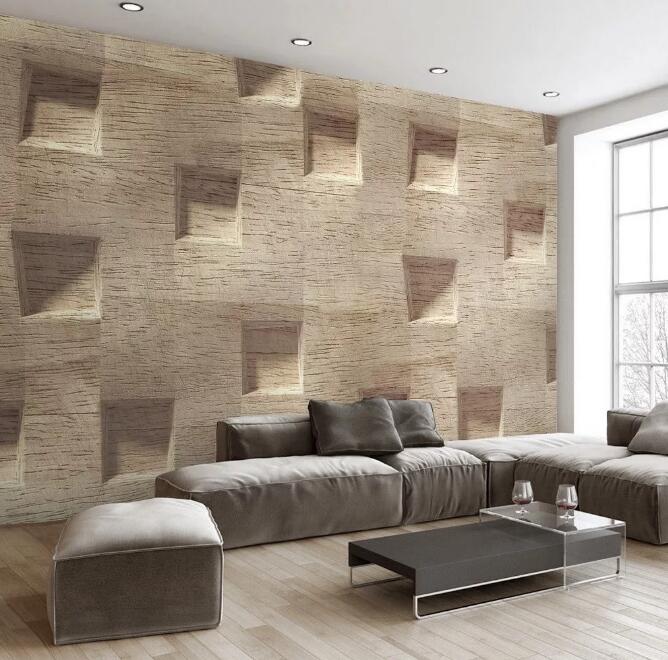 3D Concave Wood WG529 Wall Murals