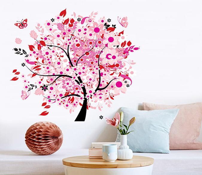 3D Peach Blossom Butterfly 004 Wall Stickers Wallpaper AJ Wallpaper 