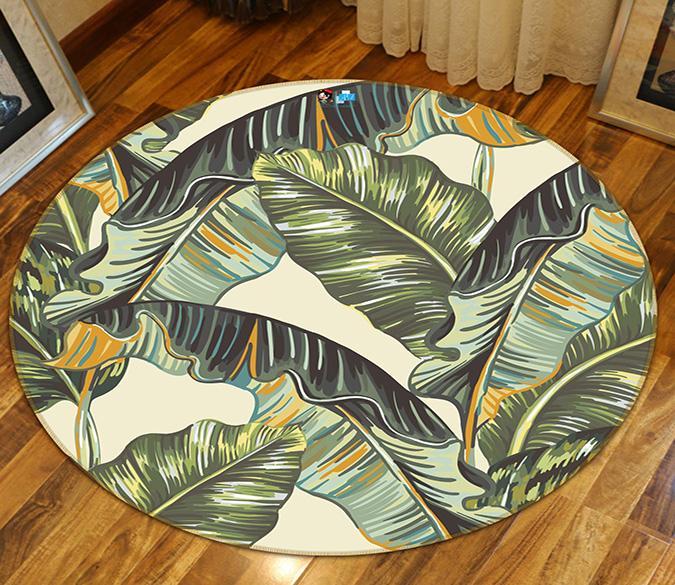 3D Hand Drawn Leaves 298 Round Non Slip Rug Mat Mat AJ Creativity Home 