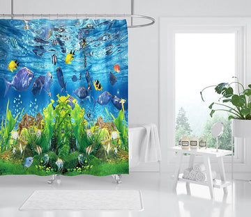 3D Seaweed Fish 058 Shower Curtain 3D Shower Curtain AJ Creativity Home 