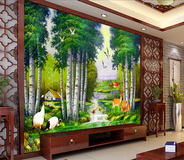 3D Sika Deer Bird 016 Wallpaper AJ Wallpaper 