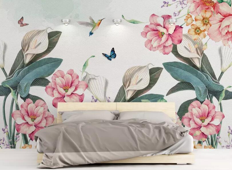 3D Flower Butterfly 526 Wall Murals Wallpaper AJ Wallpaper 2 