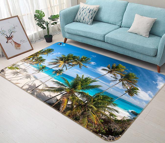 3D Coconut Tree Beach 687 Non Slip Rug Mat Mat AJ Creativity Home 