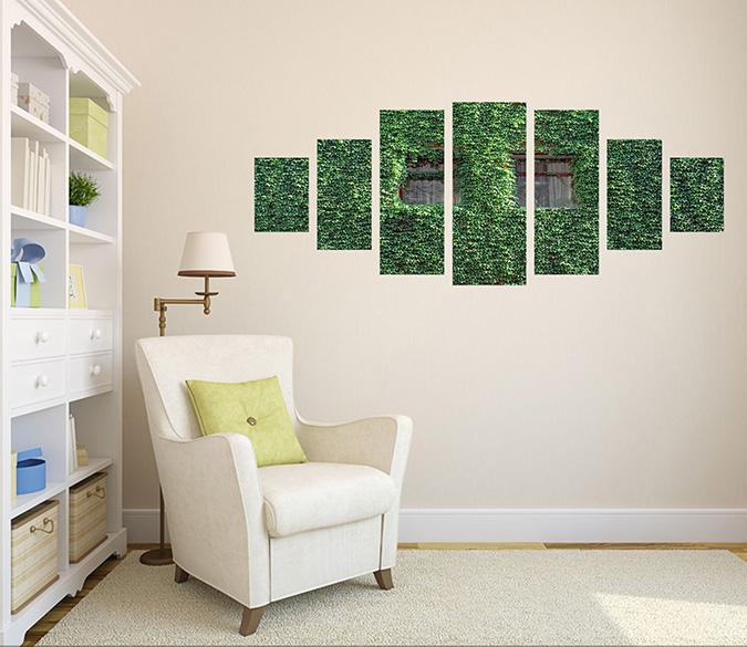 3D Green Leaf Wall 003 Unframed Print Wallpaper Wallpaper AJ Wallpaper 