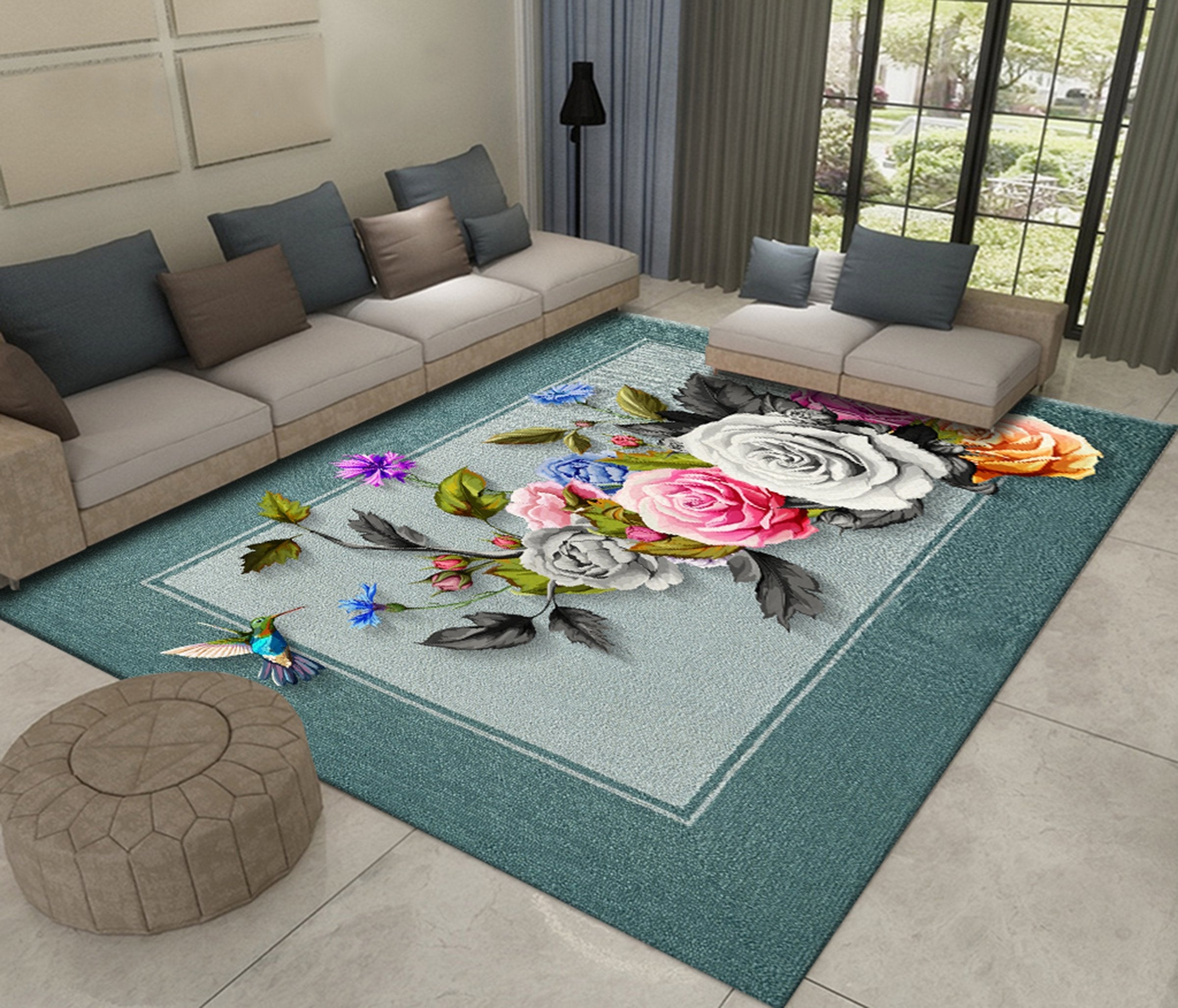 3D Flower Bird WG468 Non Slip Rug Mat Mat AJ Creativity Home 
