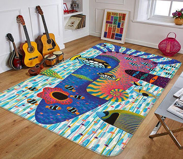 3D Face Pattern 032 Non Slip Rug Mat Mat AJ Creativity Home 