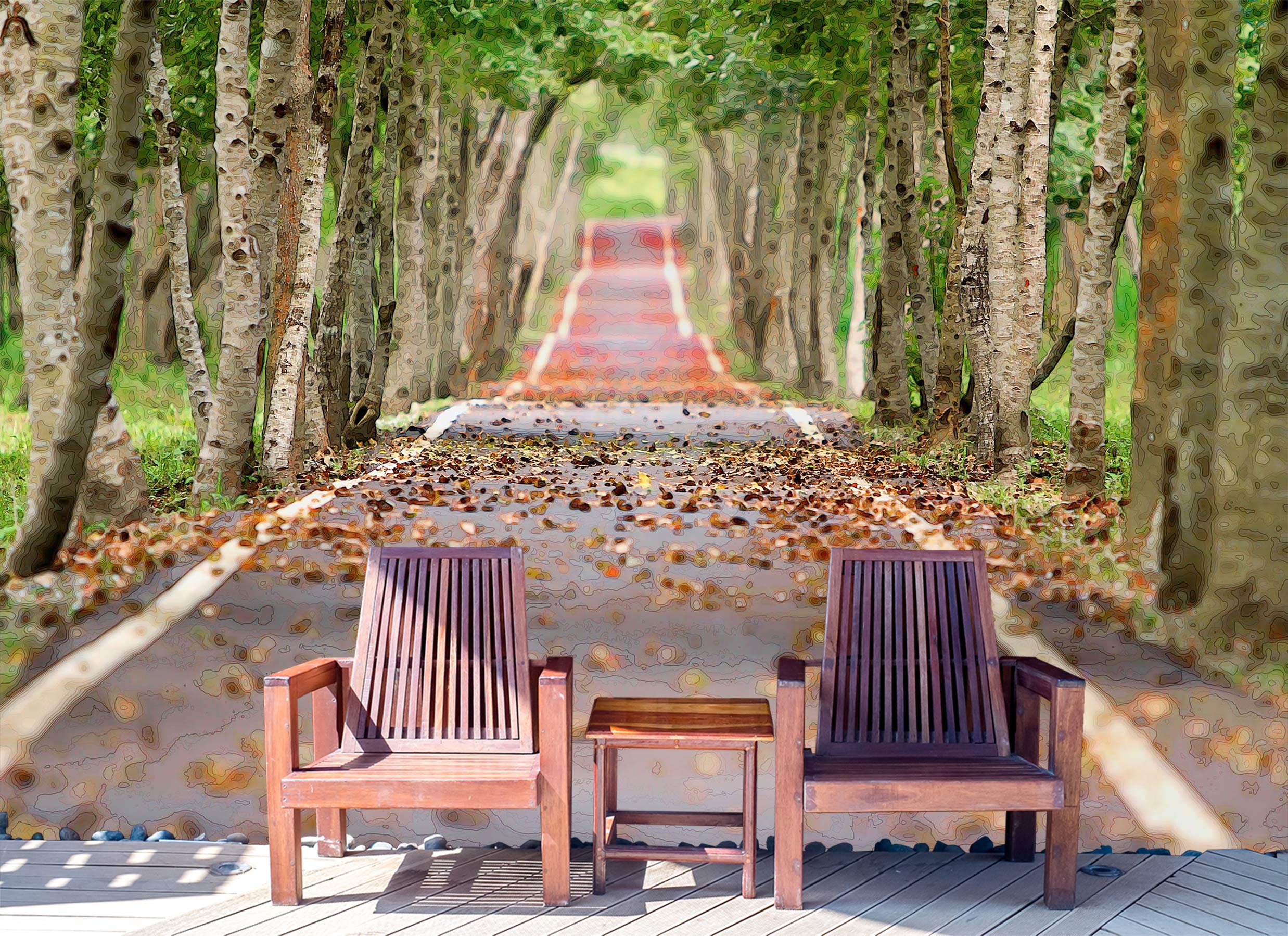 3D Forest Path Fallen Leaves 91108 Alius Herb Wall Mural Wall Murals