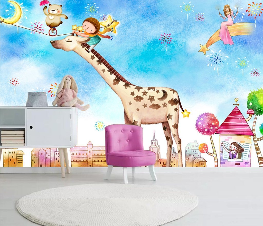 3D Giraffe Resting 846 Wall Murals Wallpaper AJ Wallpaper 2 