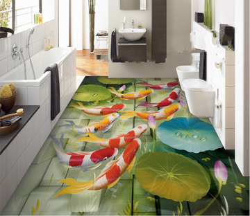 3D Big Lotus Leaf 132 Floor Mural Wallpaper AJ Wallpaper 2 