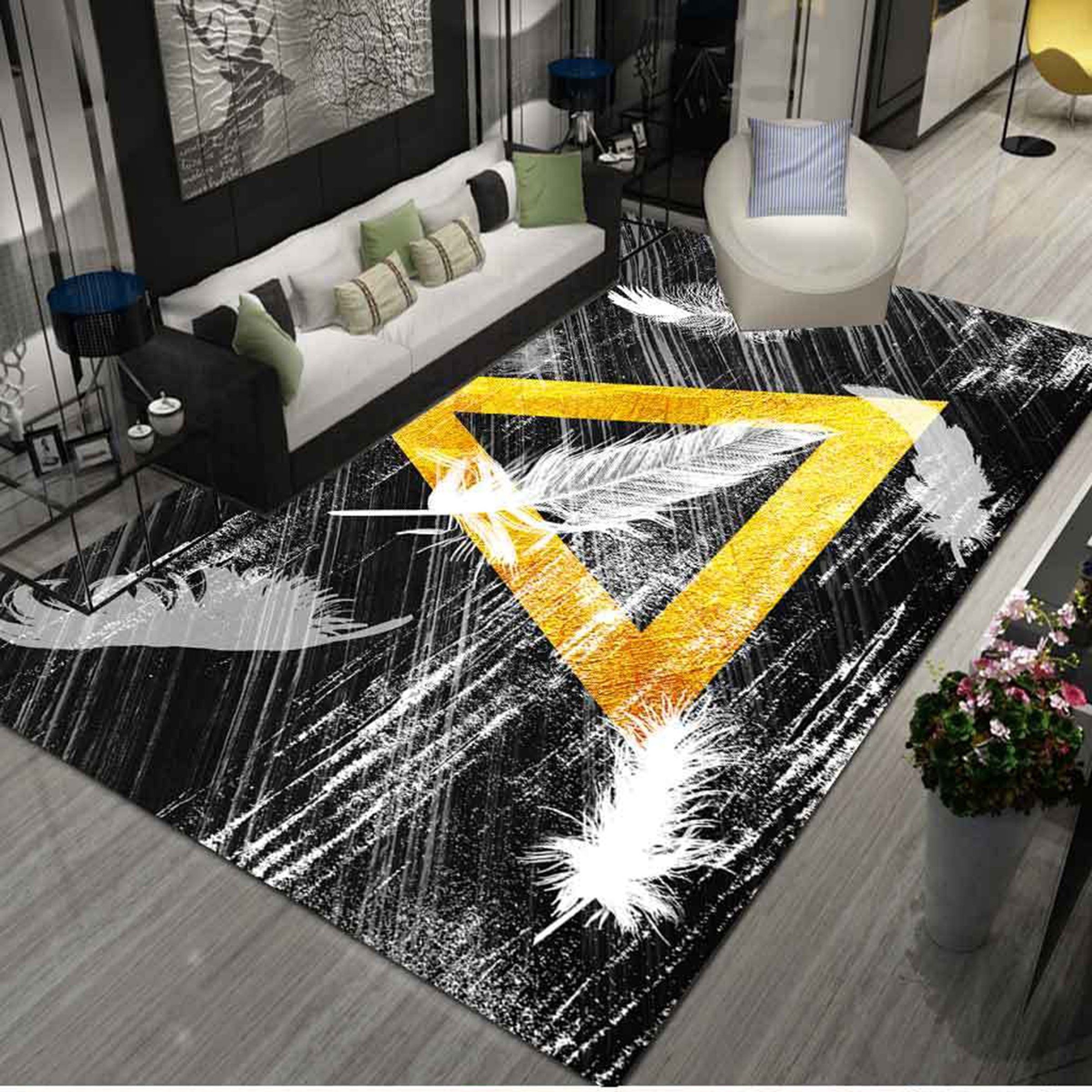 3D Feather Triangle WG572 Non Slip Rug Mat Mat AJ Creativity Home 