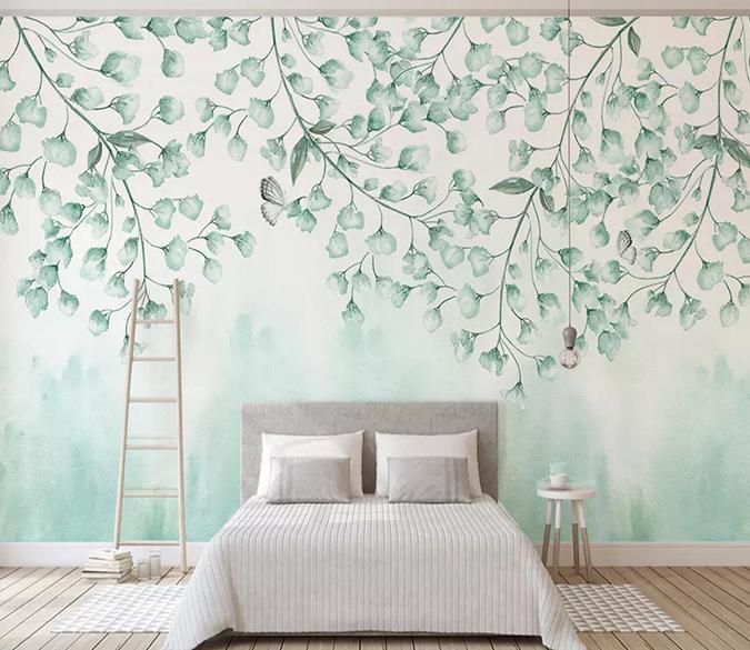 3D Vine Leaf Butterfly 142 Wallpaper AJ Wallpaper 