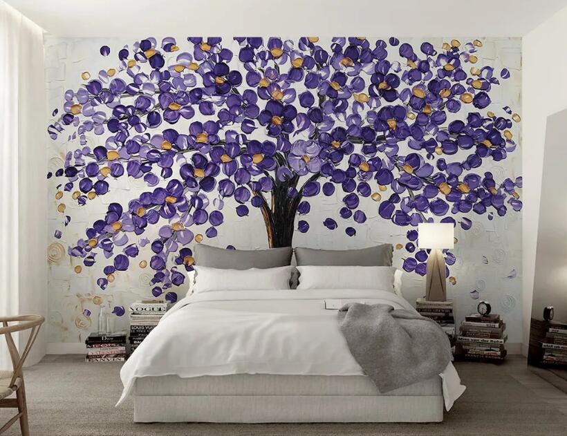 3D Purple Leaves 294 Wall Murals Wallpaper AJ Wallpaper 2 