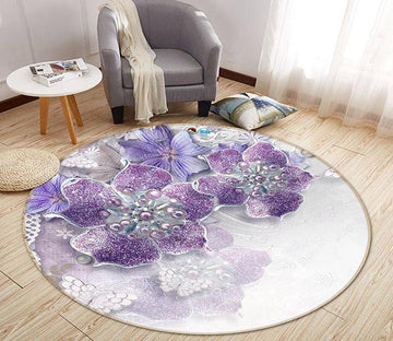 3D Drilling Flowers 094 Round Non Slip Rug Mat Mat AJ Creativity Home 