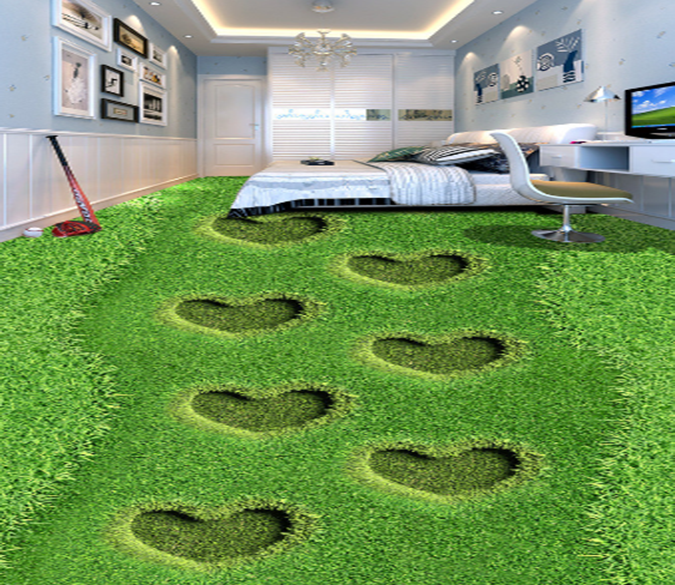 3D Grass Heart 380 Floor Mural Wallpaper AJ Wallpaper 2 
