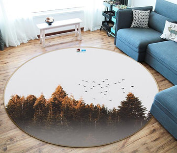 3D Bird Woods 240 Round Non Slip Rug Mat Mat AJ Creativity Home 