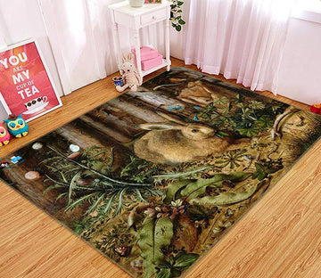 3D Rabbit Leaves 762 Non Slip Rug Mat Mat AJ Creativity Home 