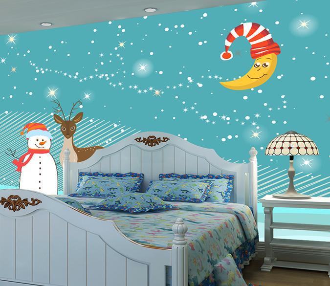 3D Snowman Star Deer 109 Wallpaper AJ Wallpaper 