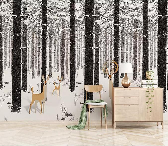 3D Snow Deer 145 Wallpaper AJ Wallpaper 