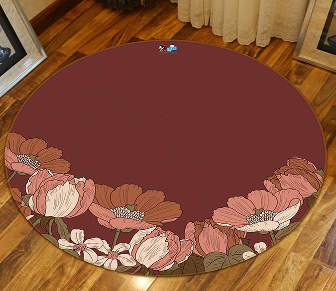 3D Safflower Bloom 215 Round Non Slip Rug Mat Mat AJ Creativity Home 