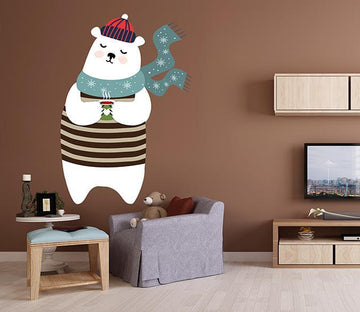 3D Cartoon White Bear 075 Wall Stickers Wallpaper AJ Wallpaper 