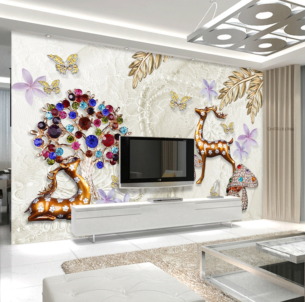 3D Deer Mushroom WG318 Wall Murals