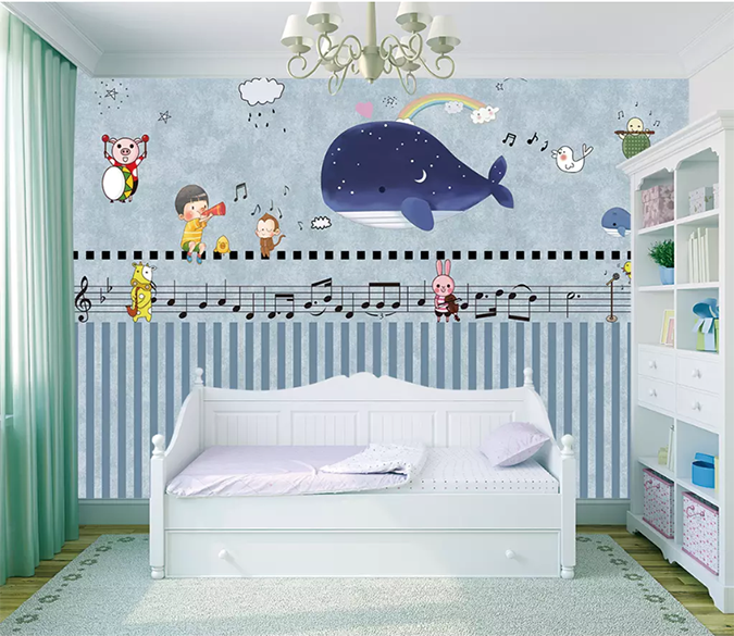 3D Whale Rainbow Kid 1607 Wallpaper AJ Wallpaper 2 