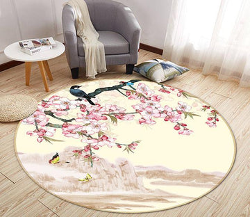 3D Peach Blossom 081 Round Non Slip Rug Mat Mat AJ Creativity Home 
