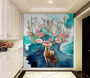 3D Deer Antler Flower 524 Wallpaper AJ Wallpaper 