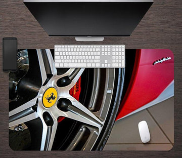3D Car Wheel Red 151 Desk Mat Mat AJ Creativity Home 