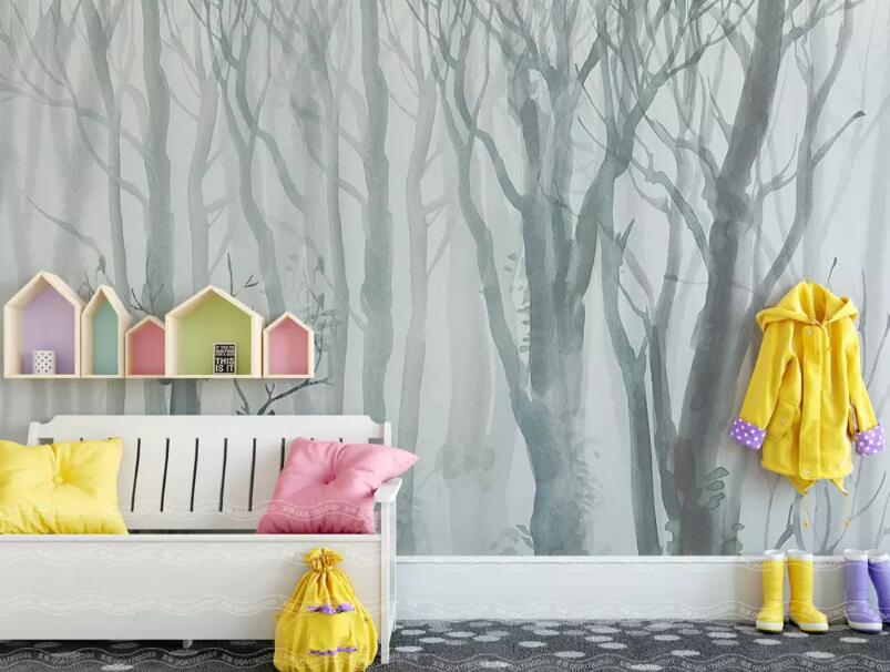 3D Grey Forest 550 Wall Murals Wallpaper AJ Wallpaper 2 