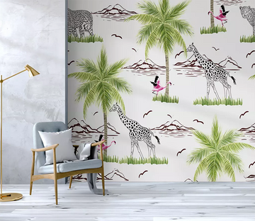3D Coconut Tree Giraffe 371 Wallpaper AJ Wallpaper 2 
