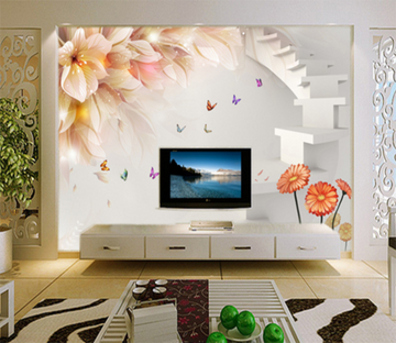 3D Butterfly Stairs 069 Wallpaper AJ Wallpaper 