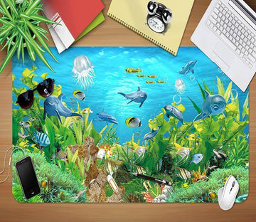 3D Jellyfish Dolphin 011 Desk Mat Mat AJ Creativity Home 