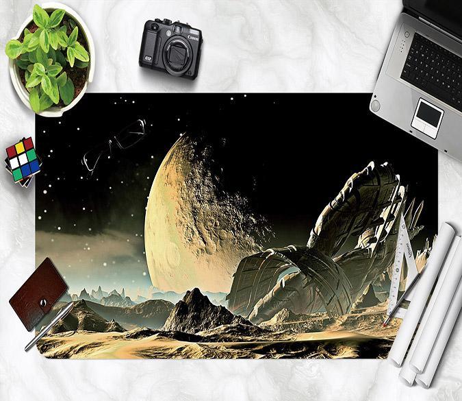 3D Moon Land 127 Desk Mat Mat AJ Creativity Home 