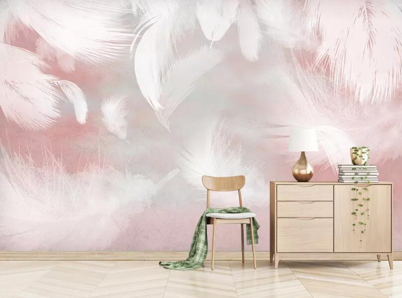 3D Pink Feather WG97 Wall Murals Wallpaper AJ Wallpaper 2 