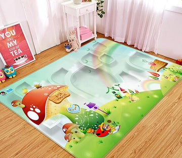 3D Rainbow Mushroom House 725 Non Slip Rug Mat Mat AJ Creativity Home 