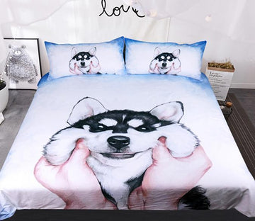 3D Blue Husky 162 Bed Pillowcases Quilt Wallpaper AJ Wallpaper 