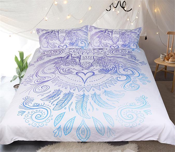 3D Pro-Wolf White 155 Bed Pillowcases Quilt Wallpaper AJ Wallpaper 