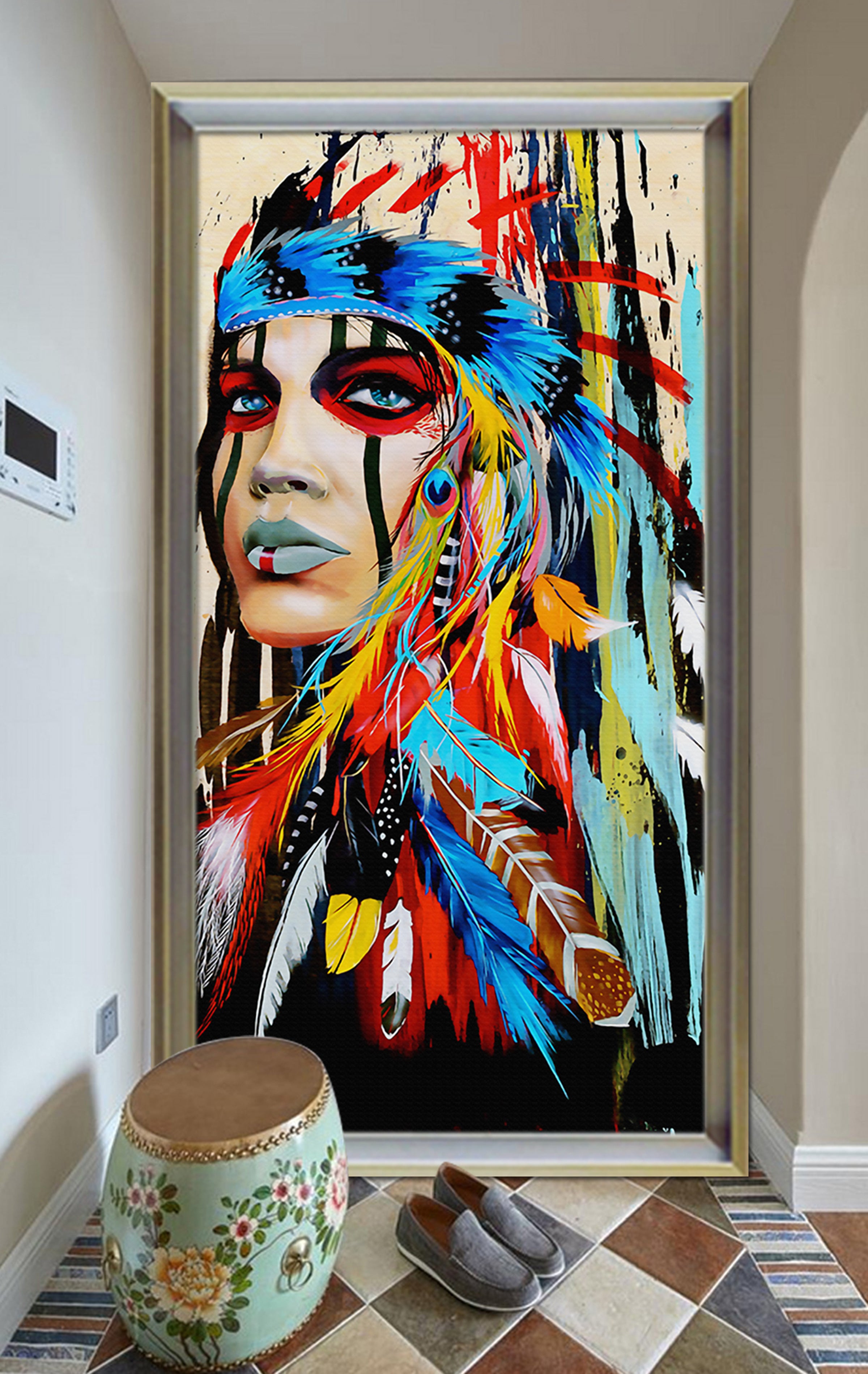 3D Feather Girl WG009 Wall Murals