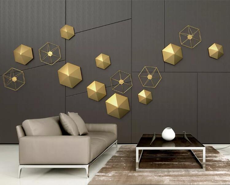 3D Golden Geometry WC236 Wall Murals