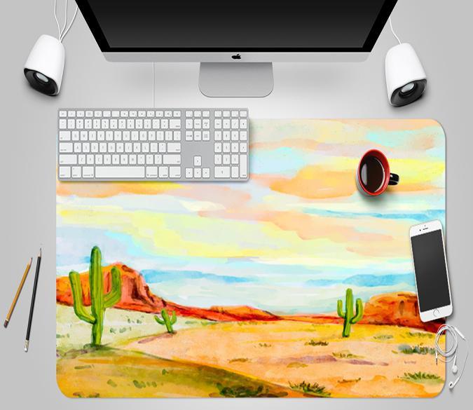 3D Desert Cactus 082 Desk Mat Mat AJ Creativity Home 