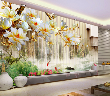 3D Boat Flower 109 Wallpaper AJ Wallpaper 